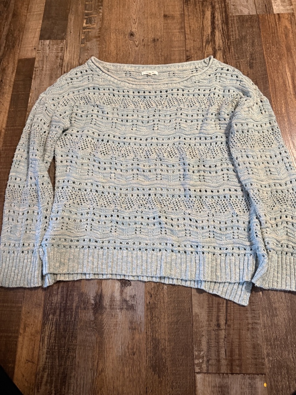 Maurices Light Blue Open-Weave Scoop Neck Sweater